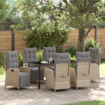 Set de 7 piese pentru dining în grădină Bej Rattan Poli GartenMobel Dekor