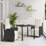 Set de dining de grădină 3 piese Negru Ratan Poli GartenMobel Dekor