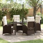 Set de dining de grădină 5 piese cu perne maro poliratan GartenMobel Dekor