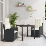 Set de dining de grădină cu 5 piese și perne - Poliratan negru GartenMobel Dekor