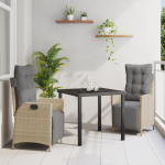Set de dining pentru grădină 3 piese bej din poliratan GartenMobel Dekor