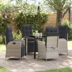 Set de dining pentru grădină 5 piese Gri Deschis Ratan Sintetic GartenMobel Dekor