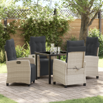 Set de dining pentru grădină 5 piese Gri deschis Poliratan GartenMobel Dekor