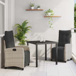 Set de masă grădină 3 piese gri deschis poli rattan GartenMobel Dekor