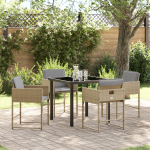 Set de Dining pentru Grădină cu Perne Bej Ratan Poli GartenMobel Dekor