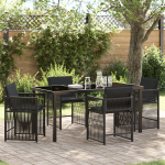 Set de dining pentru grădină 5 piese cu perne Negru Poliratan GartenMobel Dekor