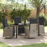 Set de masă de grădină 5 piese gri deschis din ratan poli GartenMobel Dekor