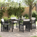 Set de masă pentru grădină 5 piese cu perne Ratan Negru GartenMobel Dekor