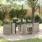 Set dining grădină 5 piese, perne gri deschis, ratan sintetic GartenMobel Dekor