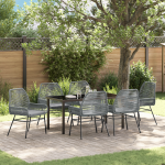 Set Dining Grădină 7 Piese cu Pernițe Gri Ratan Polimer GartenMobel Dekor