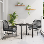 Set de Dining pentru Grădină 3 Piese cu Perne Negru Rattan Polimeric GartenMobel Dekor