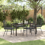 Set de dining de grădină 5 piese cu perne Negre din poliratan GartenMobel Dekor