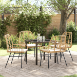 Set de dining de grădină cu 5 piese cu perne Maro Rattan Poli GartenMobel Dekor