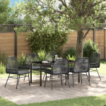 Set de dining de grădină cu 7 piese și perne Negru Rattan polimeric GartenMobel Dekor