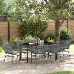 Set de dining de grădină cu perne gri din poliratan GartenMobel Dekor