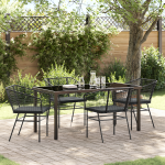 Set de dining pentru grădină , 5 piese, cu perne, Poliratan negru GartenMobel Dekor
