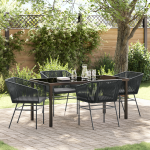 Set de dining pentru grădină , 5 piese, cu perne, rattan poli, negru GartenMobel Dekor