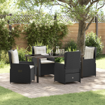 Set de dining pentru grădină 5 piese Negru Poliratan GartenMobel Dekor