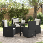 Set de dining pentru grădină 5 piese Ratan Polimer Negru GartenMobel Dekor