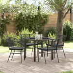 Set de dining pentru grădină 5 piese cu perne Negru Poliratan GartenMobel Dekor