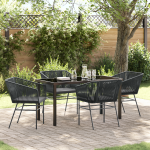 Set de dining pentru grădină 5 piese cu perne Negru Poliratan GartenMobel Dekor