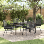 Set de dining pentru grădină 5 piese cu perne Ratan polimeric negru GartenMobel Dekor