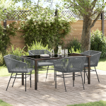 Set de dining pentru grădină cu 5 piese și perne Gri din Poliratan GartenMobel Dekor
