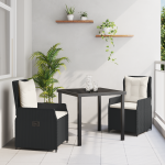 Set mese grădină 3 piese Negru ratan polimerizat GartenMobel Dekor