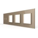 Panou Intrerupator Dublu + 3 Prize LIVOLO din Sticla, Standard German SmartElectro IntelligentHouse