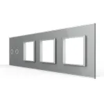 Panou Intrerupator Dublu + 3 Prize LIVOLO din Sticla, Standard German SmartElectro IntelligentHouse