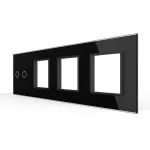 Panou Intrerupator Dublu + 3 Prize LIVOLO din Sticla, Standard German SmartElectro IntelligentHouse