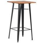 Masă de bar, negru, 60x60x108 cm, oțel și lemn masiv de pin GartenMobel Dekor