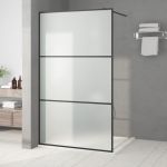 Perete cabină duș walk-in negru 115x195 cm sticlă ESG mată GartenMobel Dekor