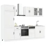 Set dulap de bucătărie din 8 piese „Kalmar” Lemn prelucrat alb GartenMobel Dekor