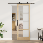 Ușa glisantă  cu set de accesorii 'ORKDAL'78x211 cm, Ușa interioară  cu sticlă 'ORKDAL'78x211x4 cm din lemn de pin solid GartenMobel Dekor