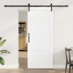 Ușă Glisantă  cu Set de Accesorii Alb 83x202 cm Lemn Masiv Pin, Ușă Interioară  'ORKDAL'Alb 83x202x4 cm Lemn Masiv Pin GartenMobel Dekor