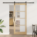 Ușa glisantă  cu set de accesorii "ORKDAL" 86x211 cm, Ușa interioară  cu sticlă "ORKDAL" 86x211x4 cm Lemn solid de pin GartenMobel Dekor