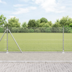 Gard din Sârmă Sudată cu 13 Stâlpi Flansați 0.8x25 m Oțel Galvanizat GartenMobel Dekor