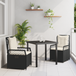 Set de 3 Bucăți Mobilier de Grădină Negru Poliratan GartenMobel Dekor