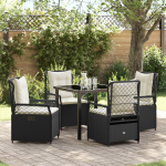Set de 5 Mese de Grădină Negru Poliratan GartenMobel Dekor