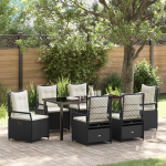 Set de Cină pentru Grădină 7 Piese Negru Rattan Polimeric GartenMobel Dekor