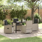 Set masă 5 piese grădină gri deschis ratan GartenMobel Dekor