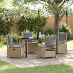 Set Dining Grădină 5 Piese Bej Poliratan GartenMobel Dekor