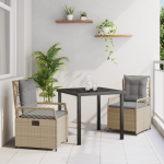 Set de dining pentru grădină 3 piese Bej Poliratan GartenMobel Dekor