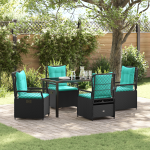 Set 5 piese masă grădină negru din ratan poli GartenMobel Dekor