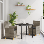 Set de Dining de Grădină cu 3 Piese cu Pernă Gri Poliratan GartenMobel Dekor