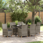 Set de Dining de Grădină cu 7 Piese și Perne Gri din Ratan Polimeric GartenMobel Dekor