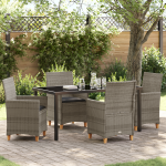Set de dining de grădină 5 piese cu perne gri din ratan poliesteric GartenMobel Dekor