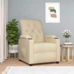 Fotoliu rabatabil, crem, material textil GartenMobel Dekor