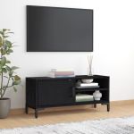 Comodă TV, negru, 90x30x40 cm, lemn de pin masiv GartenMobel Dekor
